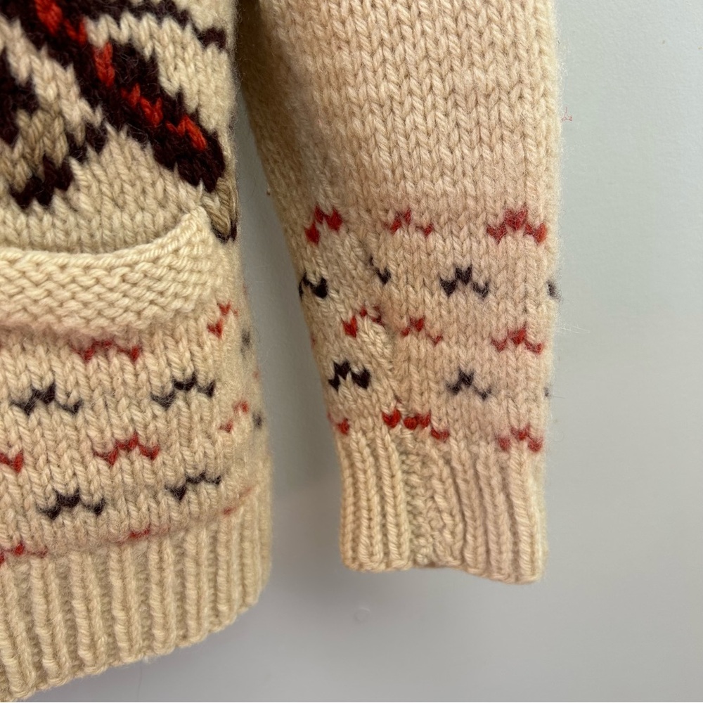Vintage Mary Maxim Cowichan Figure Skating Wool Hand Knit Cream Sweater - Picture 4 of 12